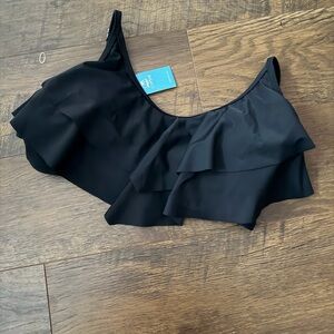Cupshe Black Ruffled Bikini Top
